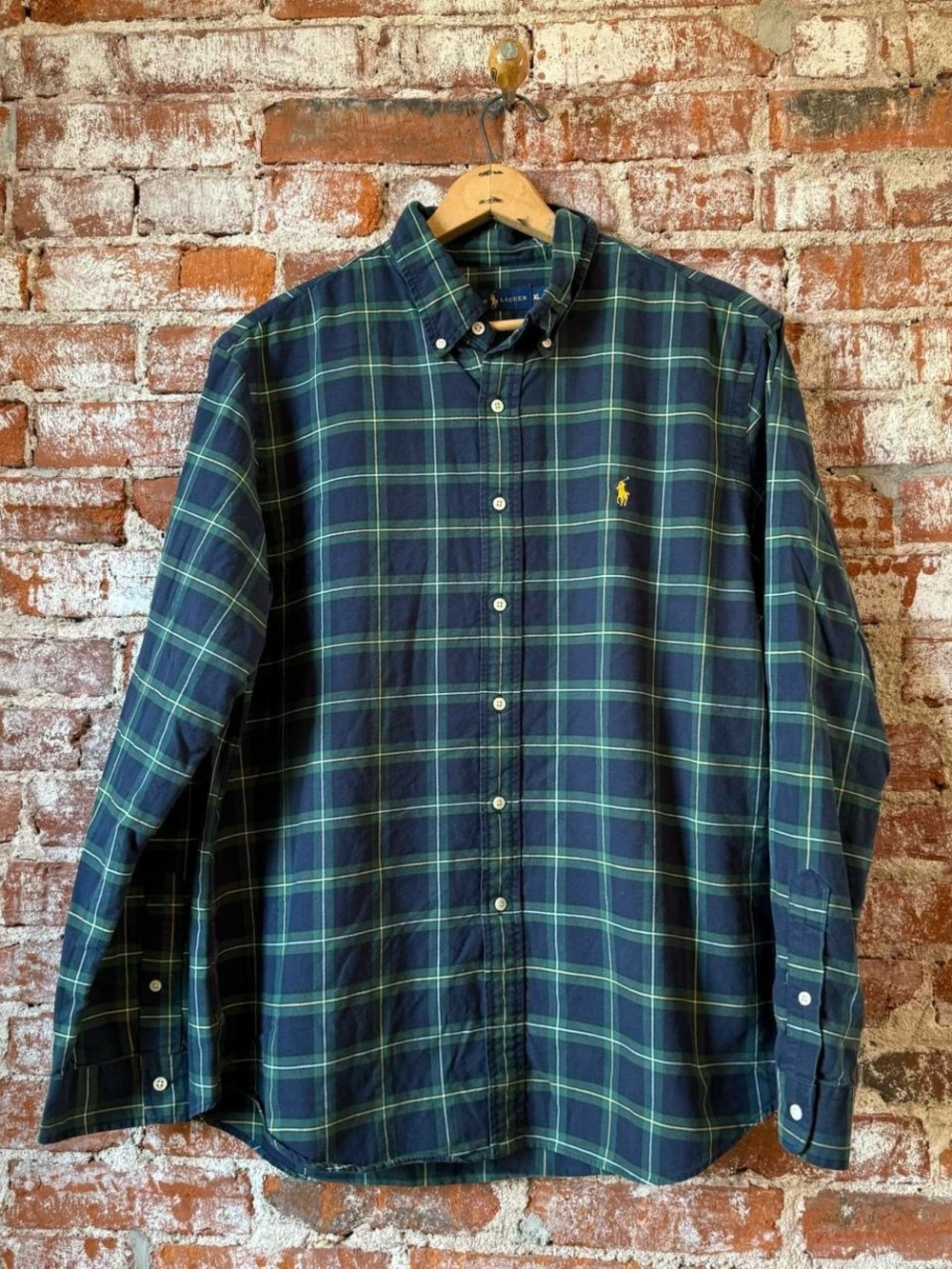 Ralph Lauren Navy and Green Plaid Button-Down Shirt